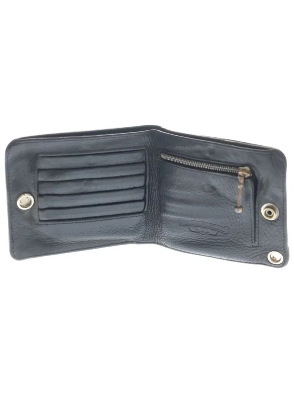 Chrome Hearts Crs 1 Snap 3 Cemetery Cross Leather Wallet Black
